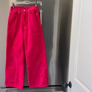 Urban Outfitters BLDG Hot pink Wide Leg Corduroy Pant size 25
